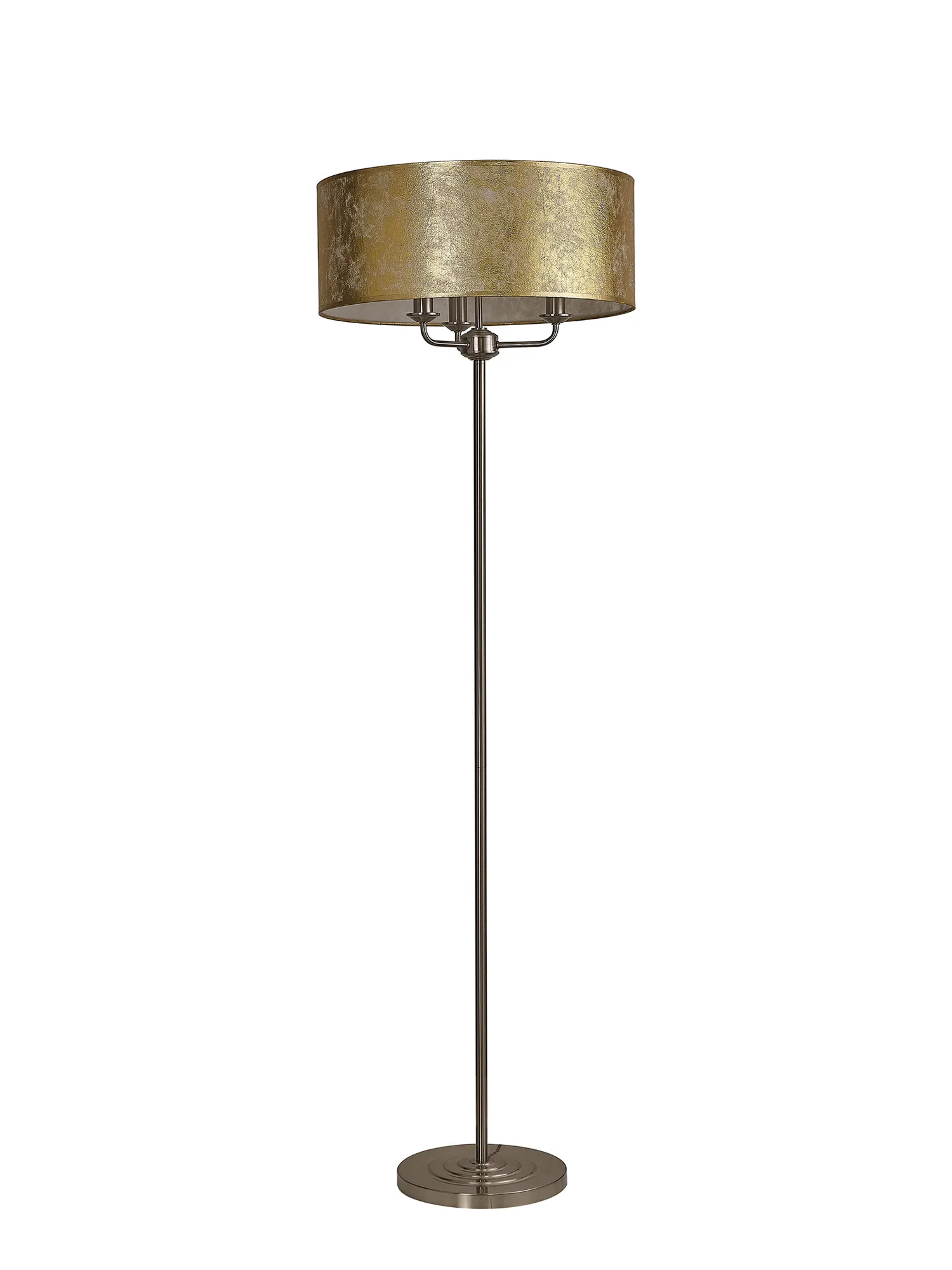 Banyan 45cm 3 Light Floor Lamp Satin Nickel; Gold Leaf DK0939  Deco Banyan SN GL